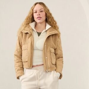 Athleta Fleece Hybrid Tan Sherpa Jacket